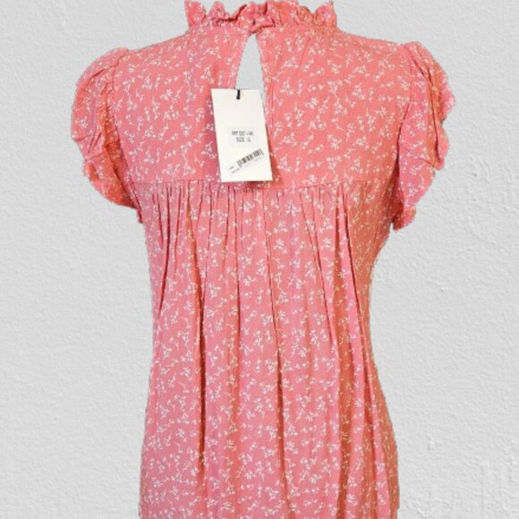 Claudine Pink Printed Embroidered THML Top - Size SMALL - Picture 5 of 9